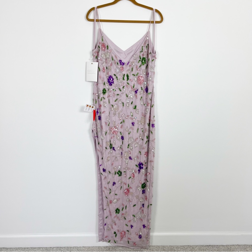 Mac Duggal Embellished Lace Sleeveless V-Neck Gown Lilac Multi 10893 - Picture 12 of 14